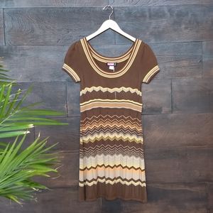 Vintage 70s Style Zigzag Knit Dress